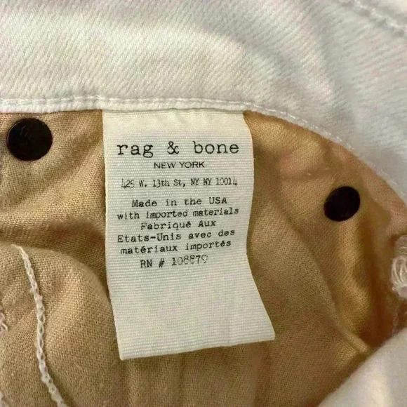 RAG +BONE TATTERED & PATCHED WHITE SKINNY JEAN SIZE 25 - Picture 9 of 9